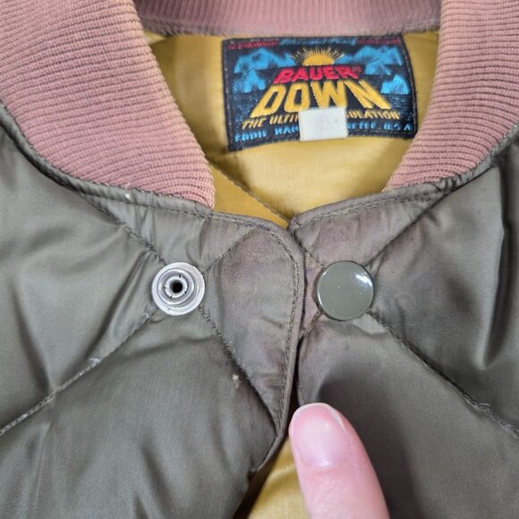 Vintage Eddie Bauer Jacket Mens Medium Green Goose Down Quilted Puffer 50s 60s - Picture 7 of 16